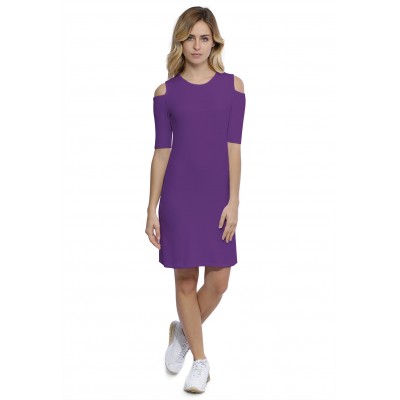 Robe col rond épaules nues manches courtes en modal LUNA