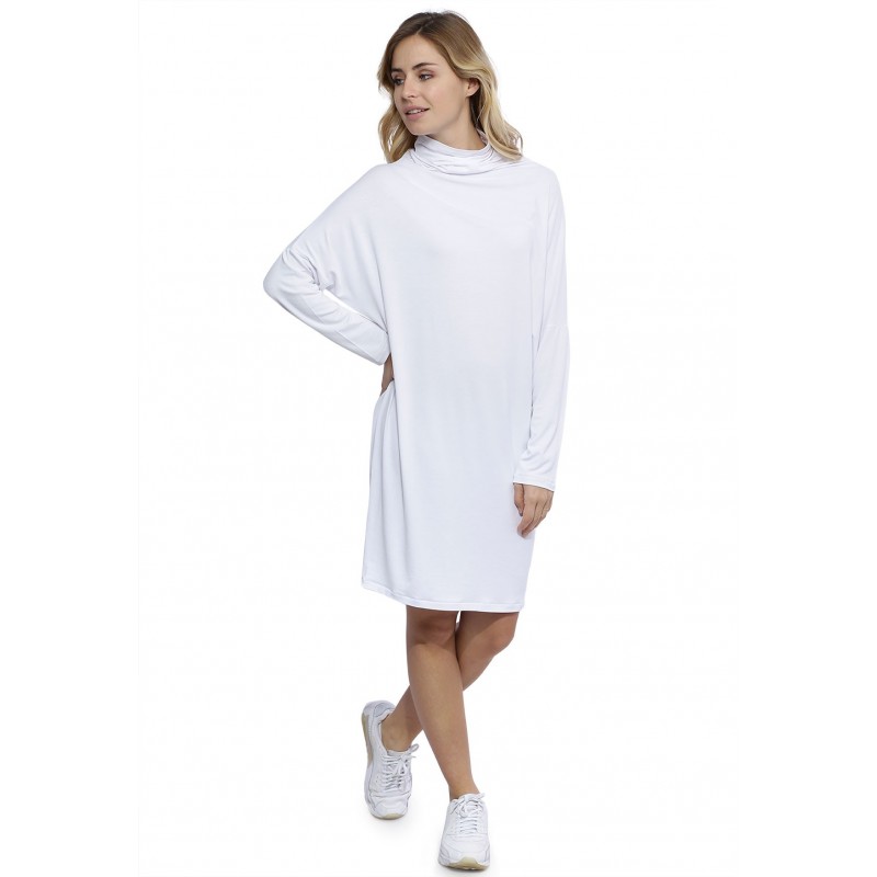 Robe col montant manches longues chauve souris en modal SARI Robe col montant manches longues chauve souris en modal SARI