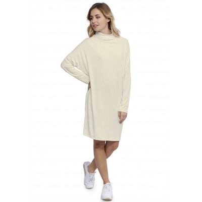 Robe col montant manches longues chauve souris en modal SARI