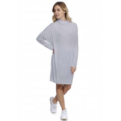 Robe col montant manches longues chauve souris en modal SARI