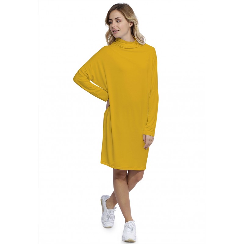 Robe col montant manches longues chauve souris en modal SARI Robe col montant manches longues chauve souris en modal SARI