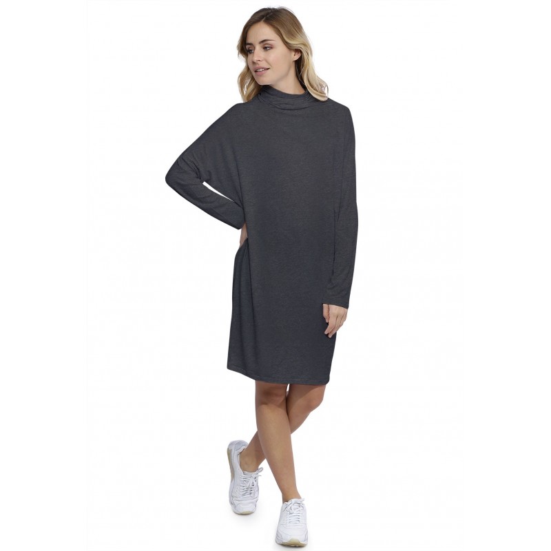 Robe col montant manches longues chauve souris en modal SARI Robe col montant manches longues chauve souris en modal SARI