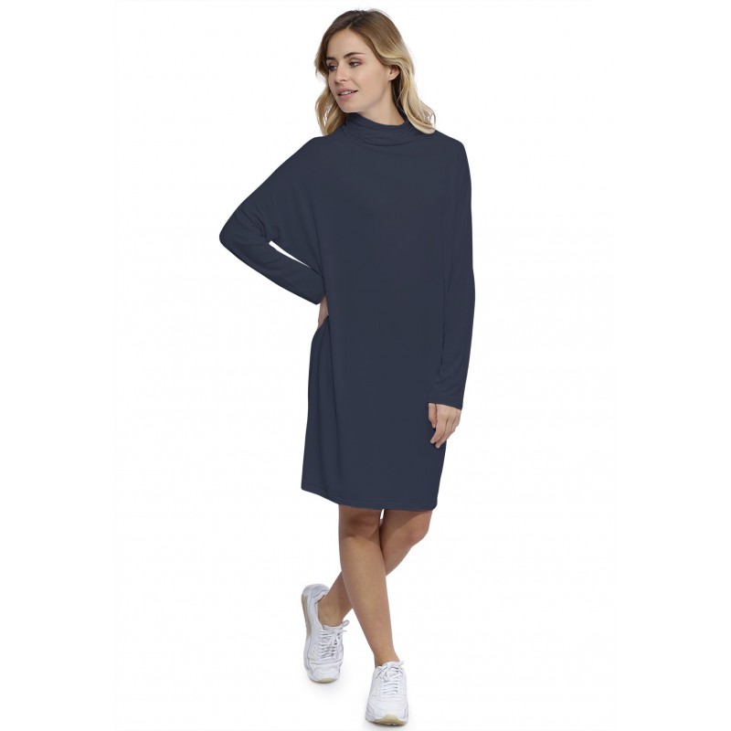 Robe col montant manches longues chauve souris en modal SARI Robe col montant manches longues chauve souris en modal SARI