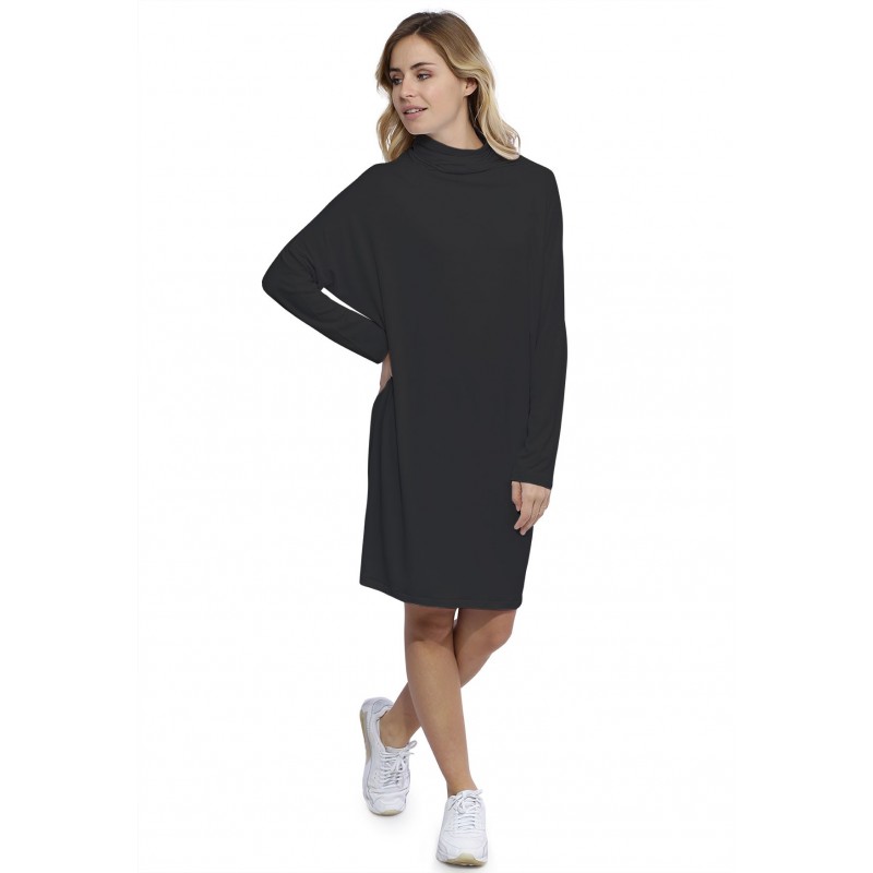 Robe col montant manches longues chauve souris en modal SARI Robe col montant manches longues chauve souris en modal SARI