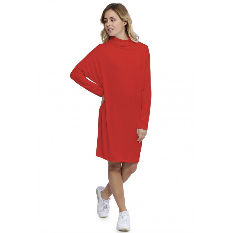 Robe col montant manches longues chauve souris en modal SARI Robe col montant manches longues chauve souris en modal SARI