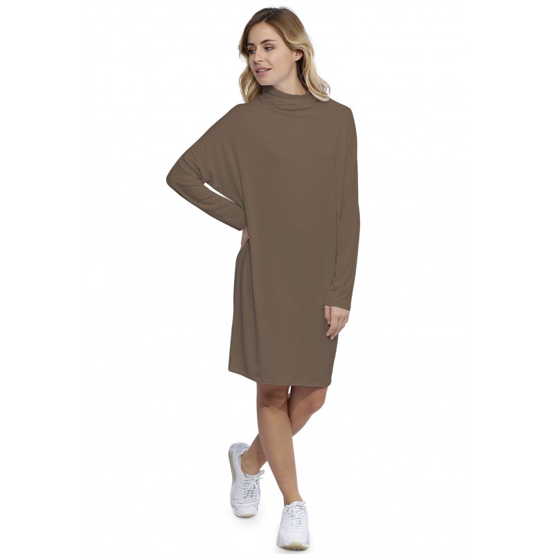Robe col montant manches longues chauve souris en modal SARI Robe col montant manches longues chauve souris en modal SARI