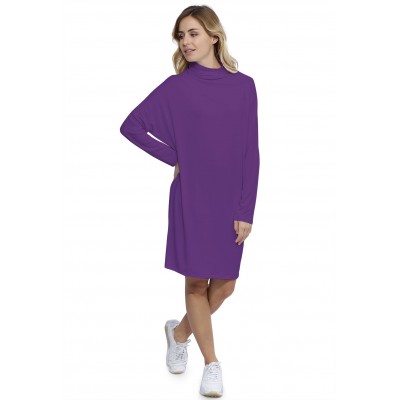 Robe col montant manches longues chauve souris en modal SARI