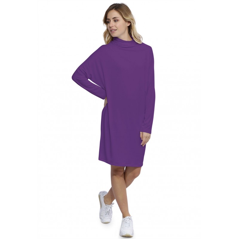 Robe col montant manches longues chauve souris en modal SARI Robe col montant manches longues chauve souris en modal SARI