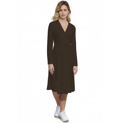 Robe cache-coeur manches longues en modal PEPITA
