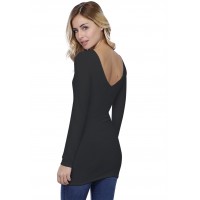 T-shirt long col V devant et dos manches longues en modal VIVI10