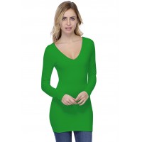 T-shirt long col V devant et dos manches longues en modal VIVI10