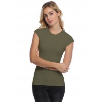 T-shirt ras du cou doublé devant manches courtes capes en modal KATIA02