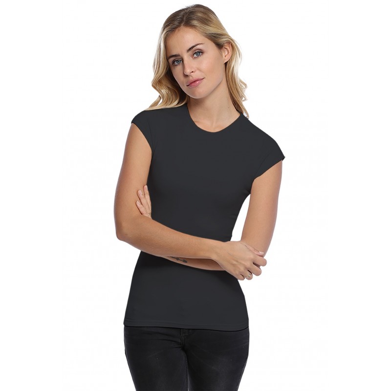 T-shirt ras du cou doublé devant manches courtes capes en modal KATIA02 T-shirt ras du cou doublé devant manches courtes capes en modal KATIA02