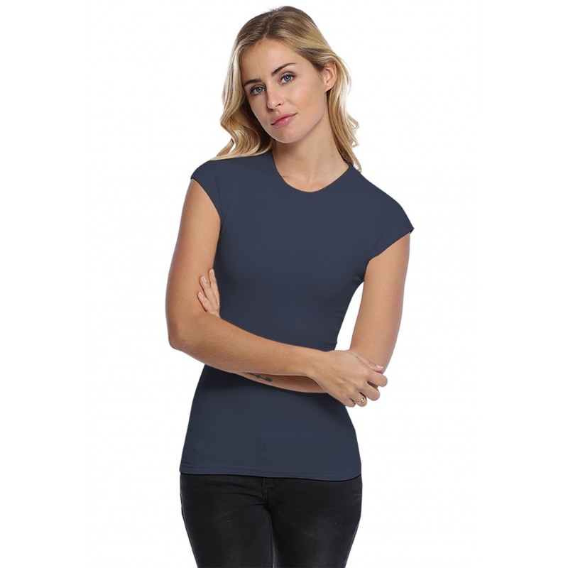 T-shirt ras du cou doublé devant manches courtes capes en modal KATIA02 T-shirt ras du cou doublé devant manches courtes capes en modal KATIA02