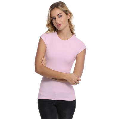 T-shirt ras du cou doublé devant manches courtes capes en modal KATIA02