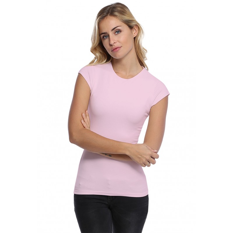 T-shirt ras du cou doublé devant manches courtes capes en modal KATIA02 T-shirt ras du cou doublé devant manches courtes capes en modal KATIA02