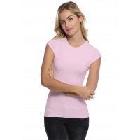T-shirt ras du cou doublé devant manches courtes capes en modal KATIA02