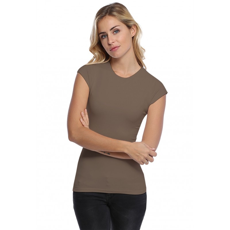 T-shirt ras du cou doublé devant manches courtes capes en modal KATIA02 T-shirt ras du cou doublé devant manches courtes capes en modal KATIA02