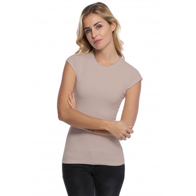 T-shirt ras du cou doublé devant manches courtes capes en modal KATIA02