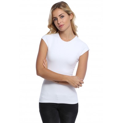 T-shirt ras du cou doublé devant manches courtes capes en modal KATIA02