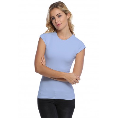 T-shirt ras du cou doublé devant manches courtes capes en modal KATIA02