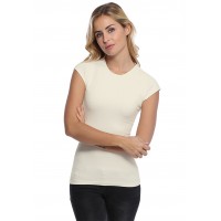 T-shirt ras du cou doublé devant manches courtes capes en modal KATIA02