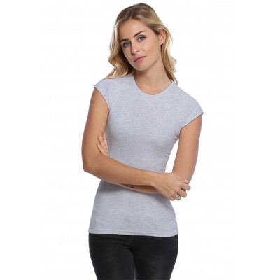 T-shirt ras du cou doublé devant manches courtes capes en modal KATIA02