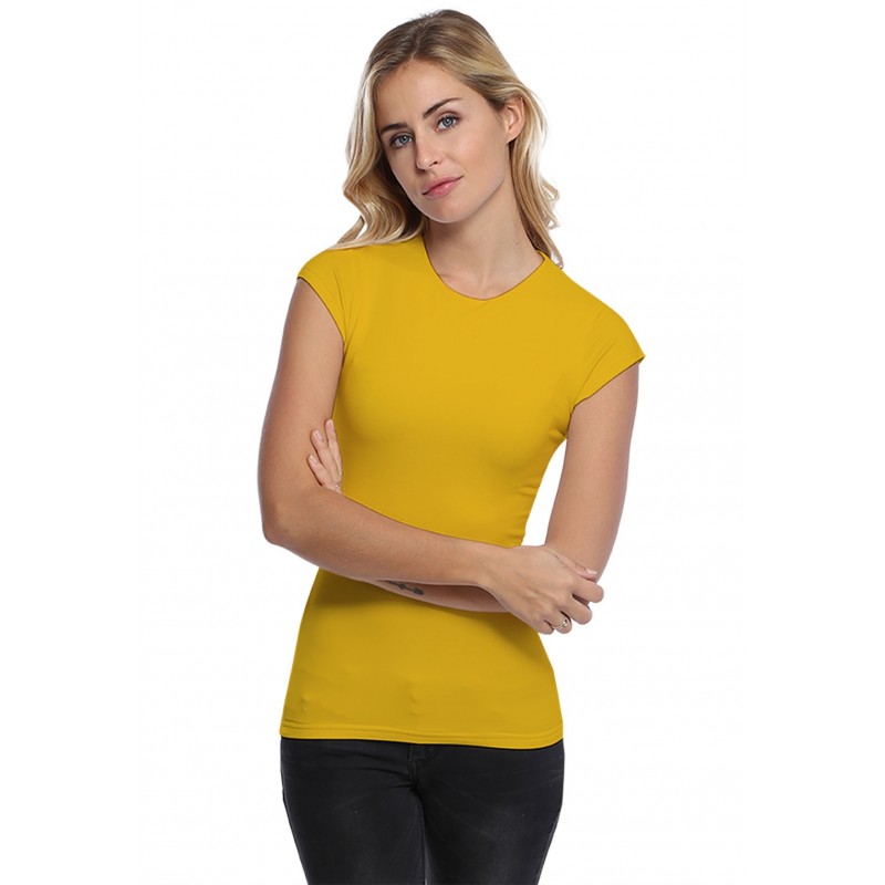 T-shirt ras du cou doublé devant manches courtes capes en modal KATIA02 T-shirt ras du cou doublé devant manches courtes capes en modal KATIA02