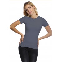 T-shirt ras du cou doublé devant manches courtes en modal KATIA03