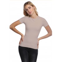 T-shirt ras du cou doublé devant manches courtes en modal KATIA03