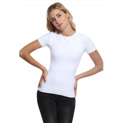 T-shirt ras du cou doublé devant manches courtes en modal KATIA03