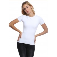 T-shirt ras du cou doublé devant manches courtes en modal KATIA03