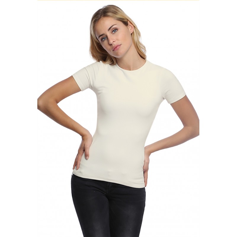 T-shirt ras du cou doublé devant manches courtes en modal KATIA03 T-shirt ras du cou doublé devant manches courtes en modal KATIA03