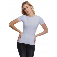 T-shirt ras du cou doublé devant manches courtes en modal KATIA03