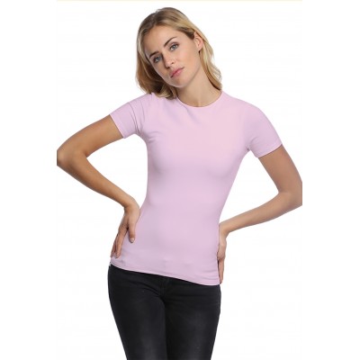 T-shirt ras du cou doublé devant manches courtes en modal KATIA03