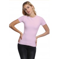 T-shirt ras du cou doublé devant manches courtes en modal KATIA03