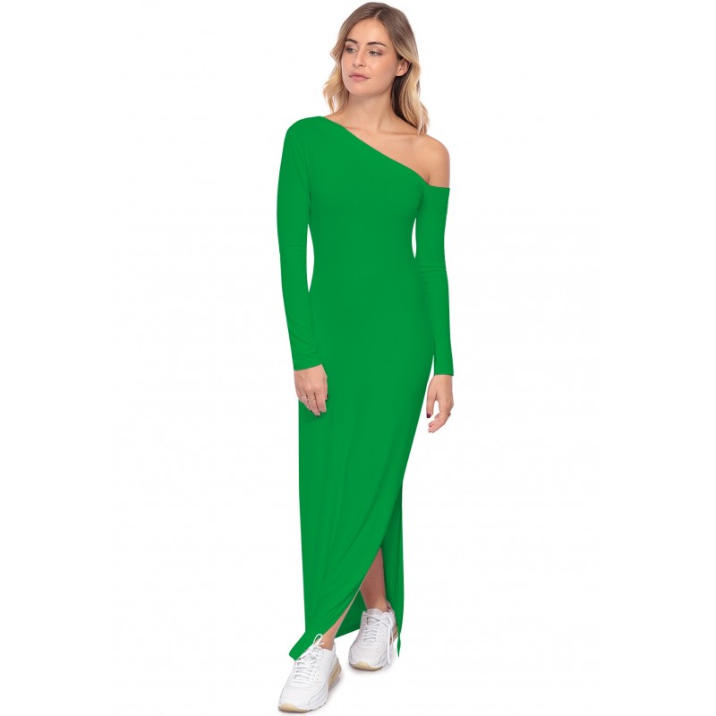 Robe longue fendue sur un côté, col asymétrique DUSTY Robe longue fendue sur un côté, col asymétrique DUSTY