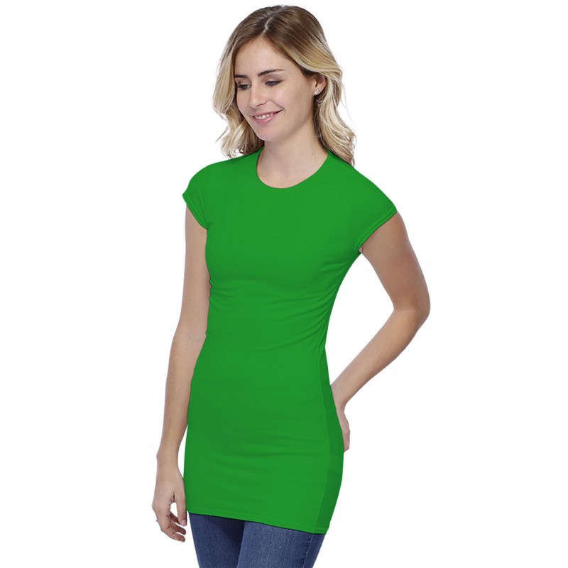T-shirt long ras du cou doublé devant manches courtes capes en modal KATIA07 T-shirt long ras du cou doublé devant manches courtes capes en modal KATIA07