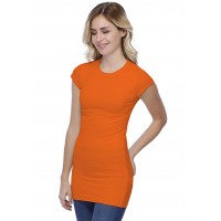 T-shirt long ras du cou doublé devant manches courtes capes en modal KATIA07