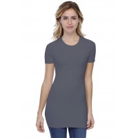 T-shirt long ras du cou doublé devant manches courtes en modal KATIA08