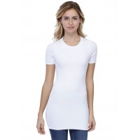 T-shirt long ras du cou doublé devant manches courtes en modal KATIA08
