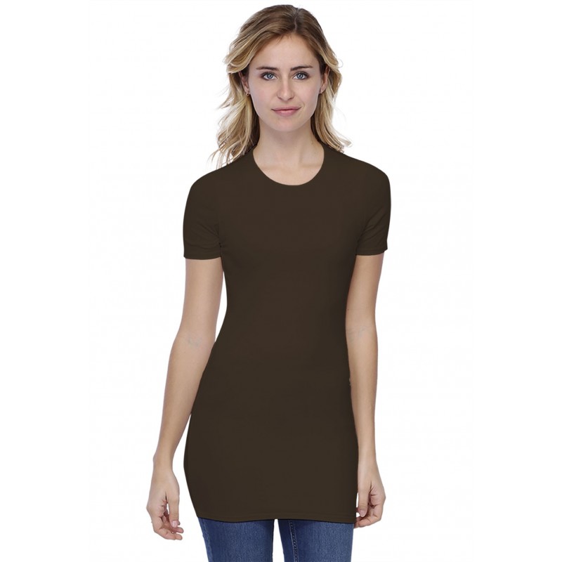 T-shirt long ras du cou doublé devant manches courtes en modal KATIA08 T-shirt long ras du cou doublé devant manches courtes en modal KATIA08