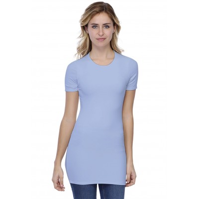T-shirt long ras du cou doublé devant manches courtes en modal KATIA08