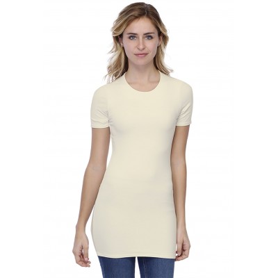 T-shirt long ras du cou doublé devant manches courtes en modal KATIA08