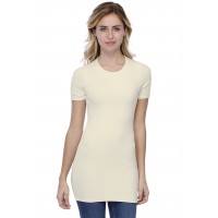 T-shirt long ras du cou doublé devant manches courtes en modal KATIA08