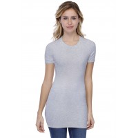 T-shirt long ras du cou doublé devant manches courtes en modal KATIA08
