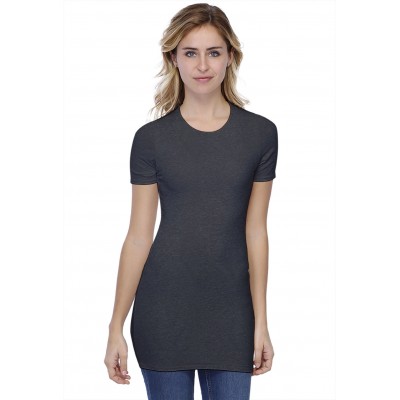 T-shirt long ras du cou doublé devant manches courtes en modal KATIA08