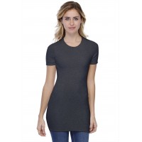 T-shirt long ras du cou doublé devant manches courtes en modal KATIA08