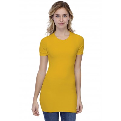 T-shirt long ras du cou doublé devant manches courtes en modal KATIA08