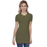 T-shirt long ras du cou doublé devant manches courtes en modal KATIA08